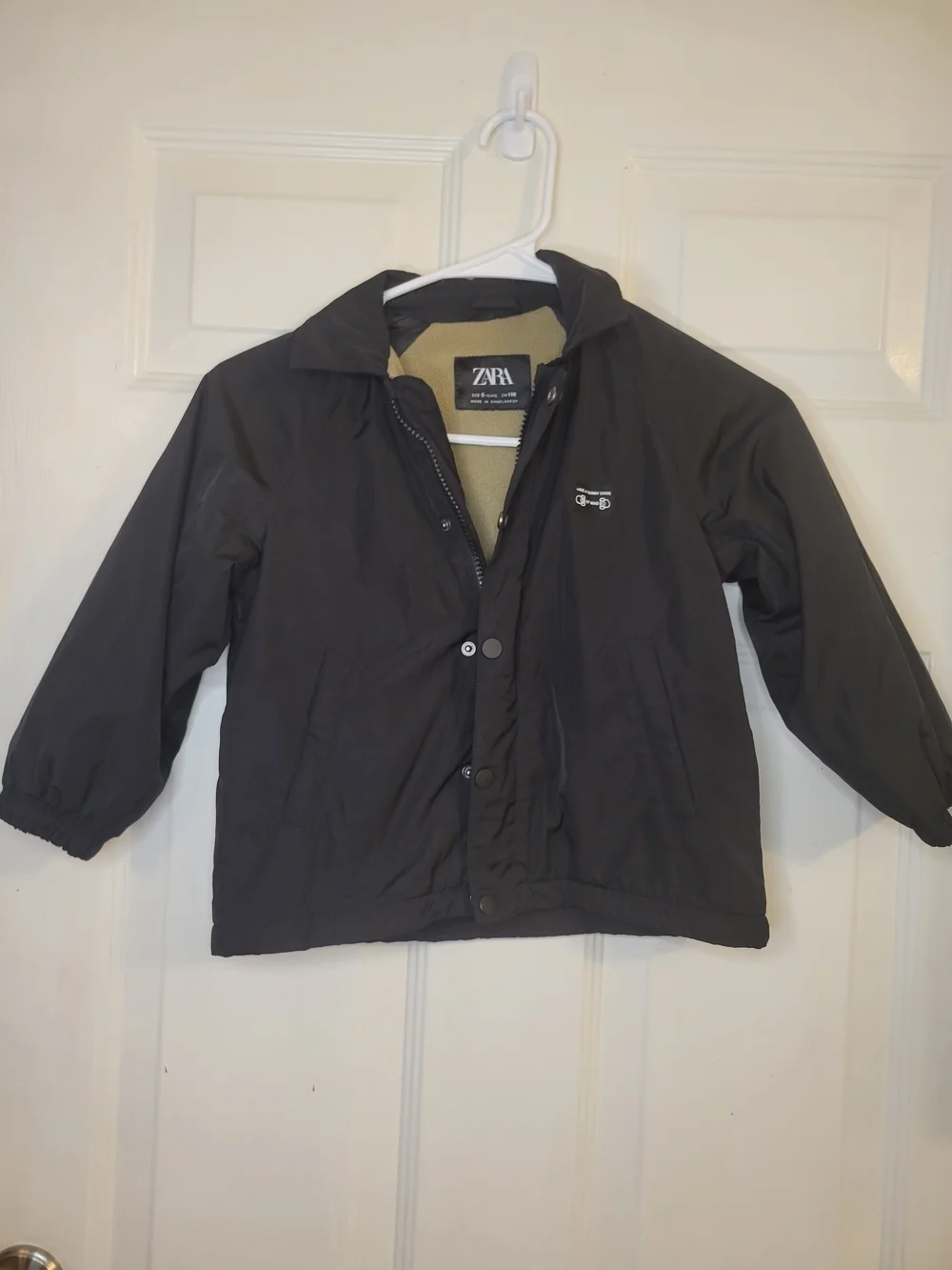 Zara Boys Black Button-Front Coach Jacket